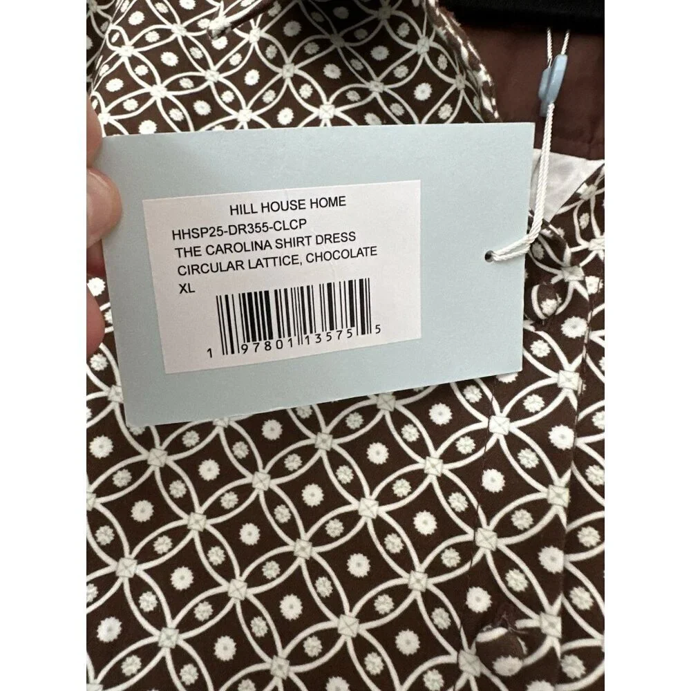 Hill House NWT The Carolina Shirt Dress Chocolate Circular Lattuce XL Midi - Picture 6 of 10